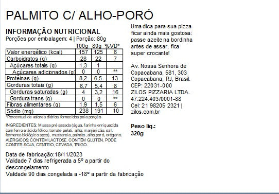 Palmito Com Alho-poró